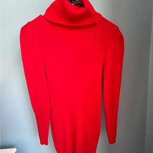 Nasty Gal Bright Red Ribbed Turtleneck Sweater Dress